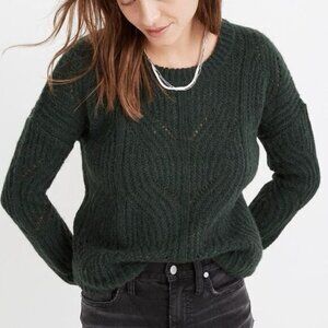 Madewell Charley Pullover Alpaca Blend Forest Green sweater oversize Sz XS